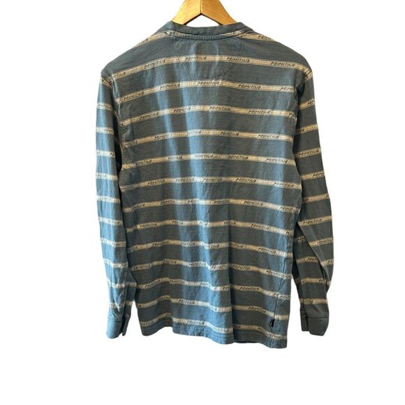 MENS PRIMITIVE Blue Graphic Striped Print Long Sleeve Cotton Casual Tee Shirt L - Picture 3 of 8